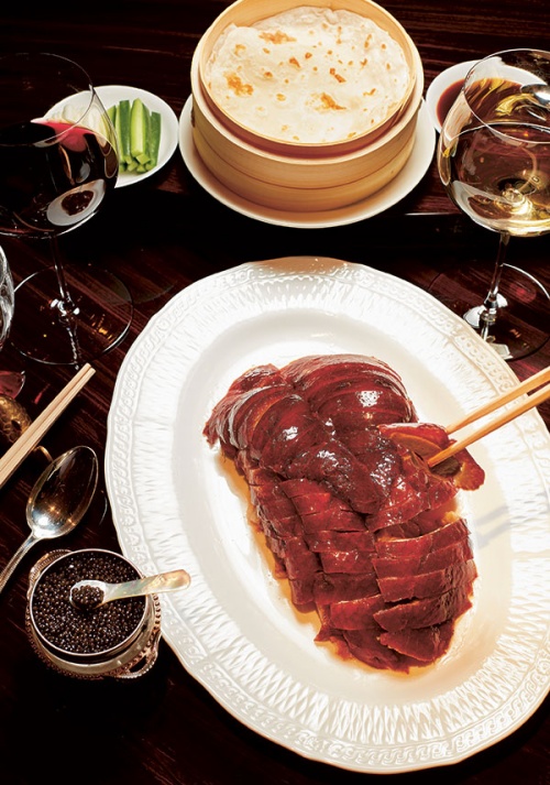 Peking duck is paired with caviar